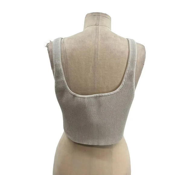 Aritzia Babaton‎ Sculpt Knit Cropped Tank Top Squareneck Gray Plus Size 1X - Picture 6 of 9